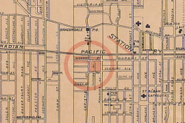 Location of Bracondale Post Office, 1900. Detail from Bracondale estate in the city of Toronto.