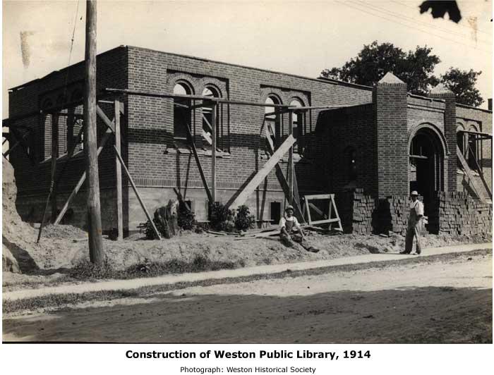 Construction of Weston Public Library, 1914