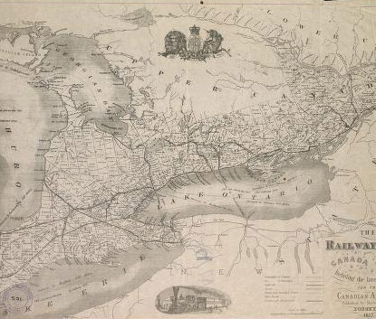 Railway map of Ontario from 1857