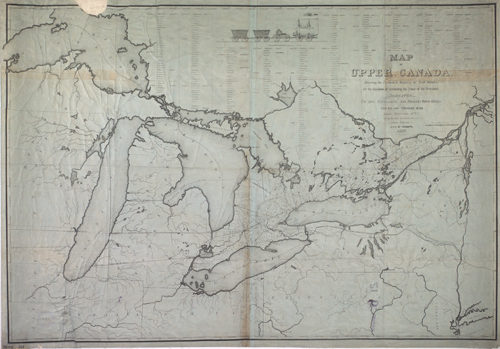 Smyth, John.  Map of Upper Canada shewing the proposed routes of railroads..1837.