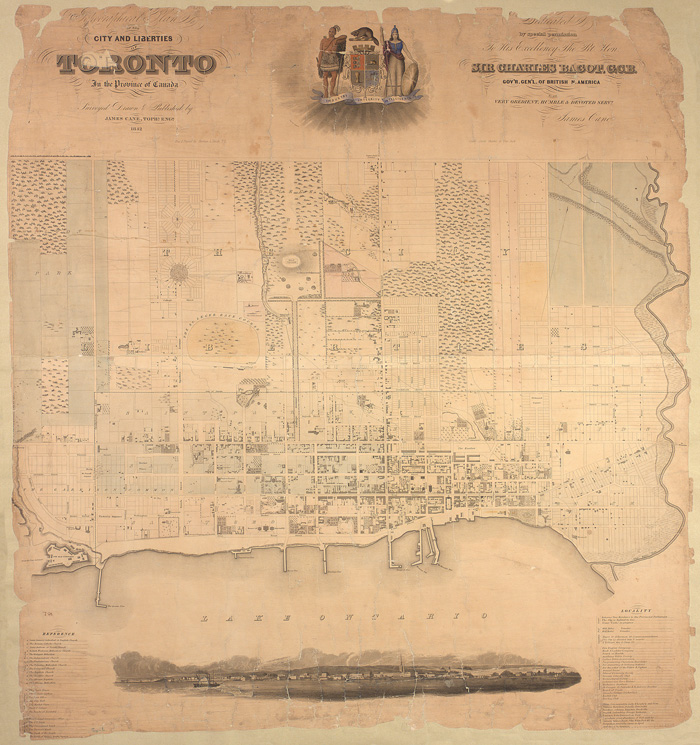 Cane, James. Topographical plan of the City of Toronto and liberties.  1842.  T1842/4mlrg